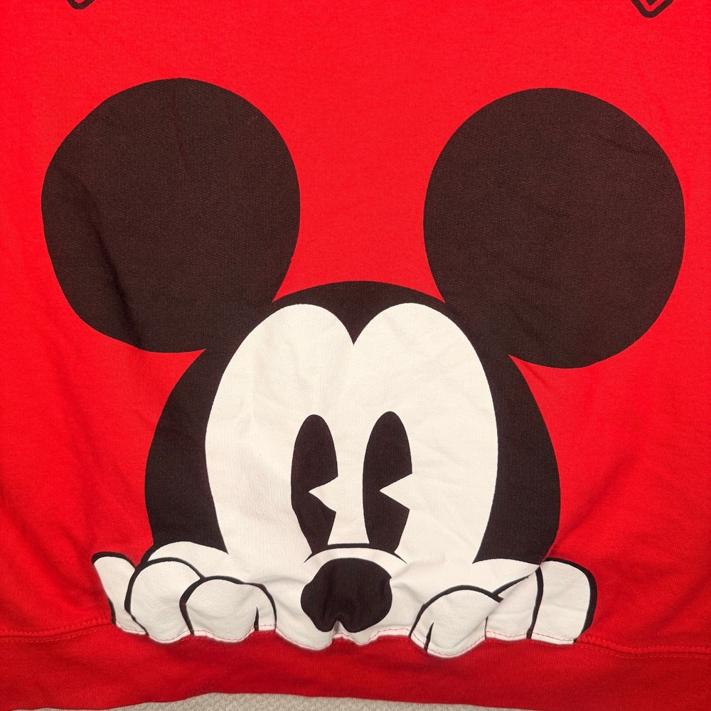 Disney Mickey Mouse Graphic Sweatshirt XXL 18 Red Peeking Mickey Cotton Blend - Picture 5 of 13